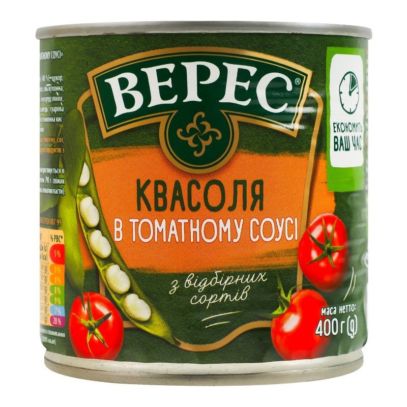 Квасоля в томатному соусі Верес з/б 400г